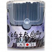 Палочки ватные АТОРИ черные 200шт спиральная намотка (многоразовая упаковка)