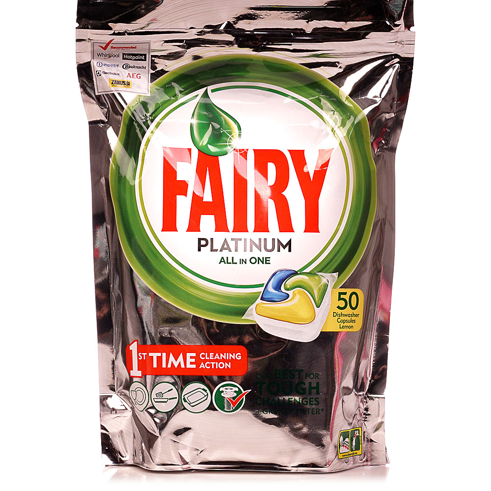 Капсулы для посудомоечных машин Fairy Platinum All in 1 лимон 50шт купить  за 1 415 руб. с доставкой на дом в интернет-магазине «Palladi» в  Южно-Сахалинске