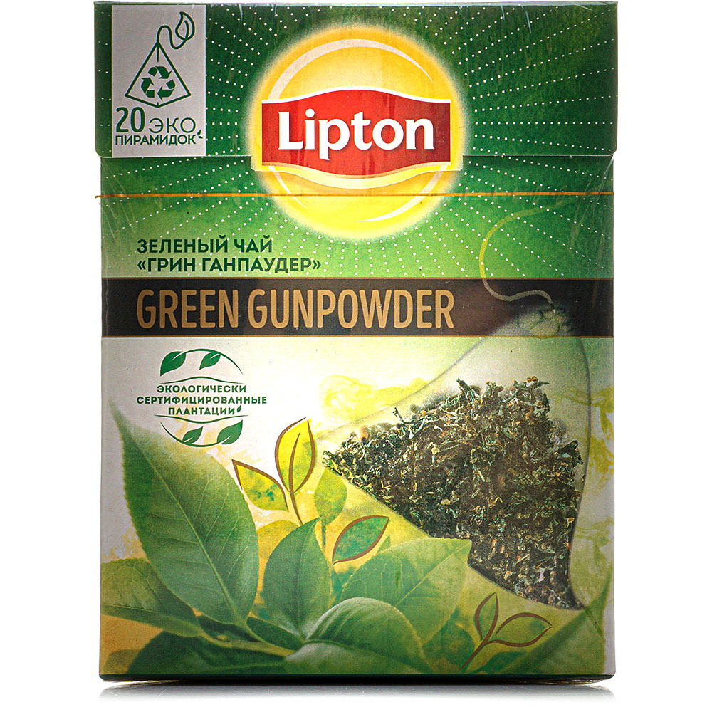 Чай зеленый Lipton Green Gunpowder, 20 пирамидок