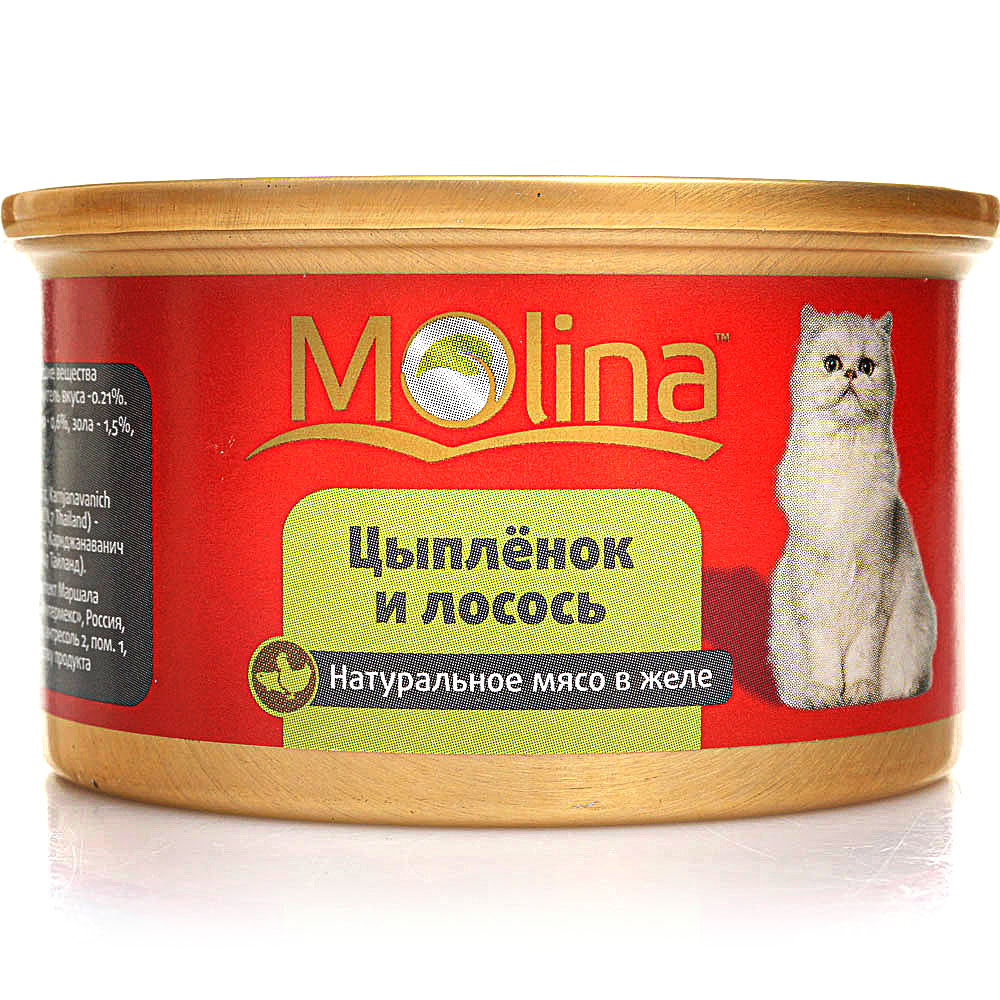 Консервы для кошек Molina цыплёнок и лосось 80г для кошек купить за 149 ...