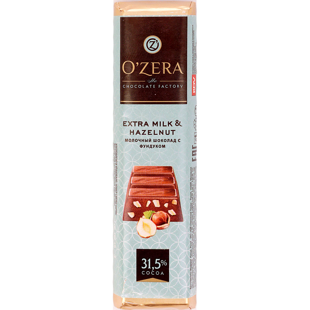 Шоколад o Zera молочный Extra Milk & Hazelnut 42г