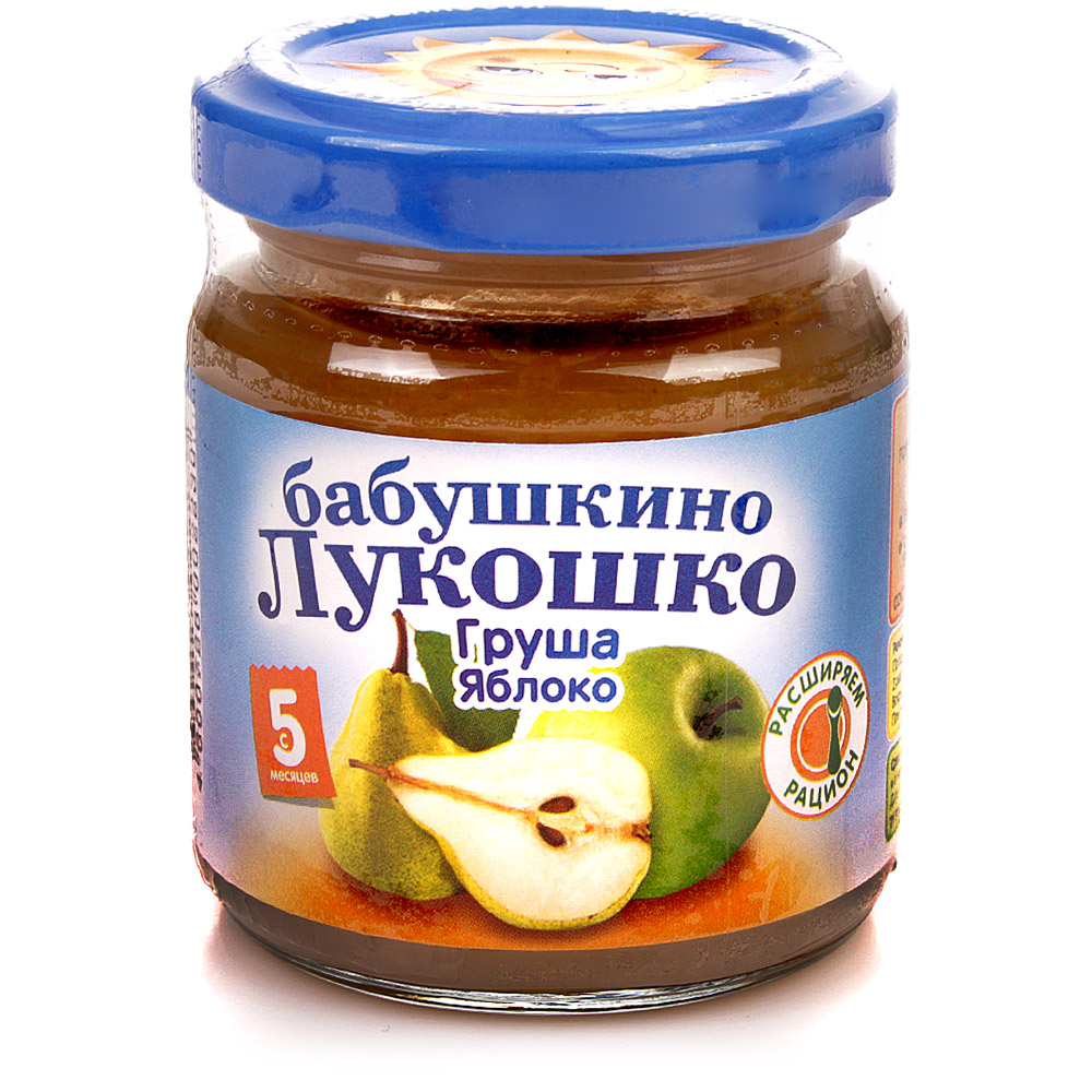 Пюре Бабушкино лукошко 100г груша яблоко с 5 месяцев купить за 84 руб ...