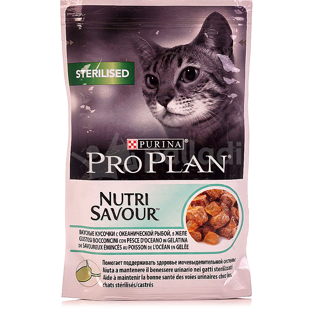 Корм Purina Pro Plan 85г для стерилизованных кошек желе с океанической  рыбой для кошек купить за 106 руб. с доставкой на дом в интернет-магазине  «Palladi» в Южно-Сахалинске