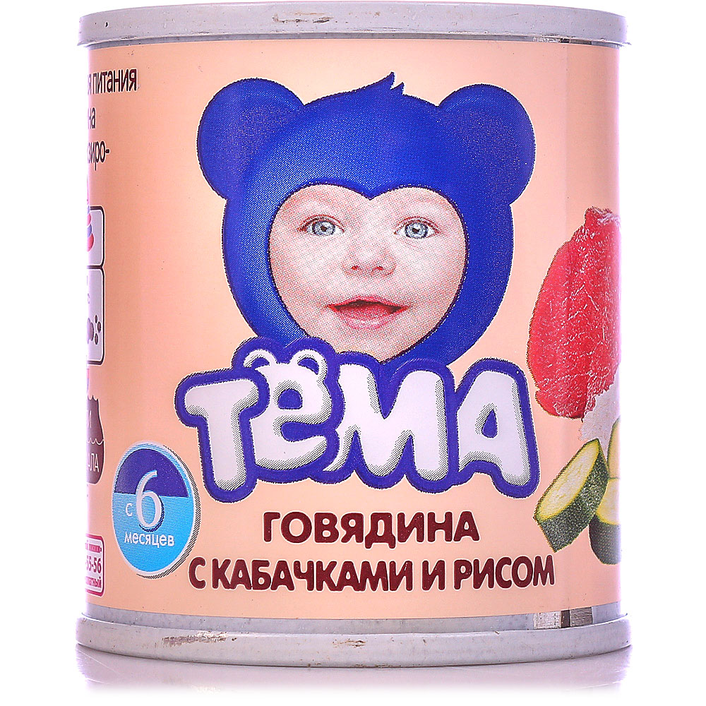 Мясное пюре Тема 100г говядина с кабачками и рисом купить за 69 руб. с ...