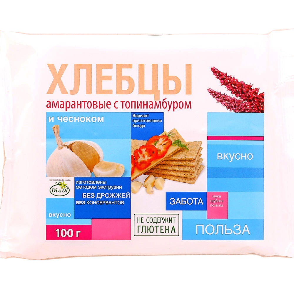 Хлебцы Di - Di 100г Амарантовые с топинамбуром и чесноком купить за 80 ...