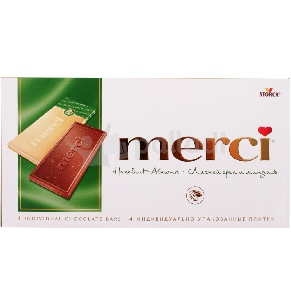 Шоколад Merci 100г молочный c лесным орехом и миндалем купить за 225 ...