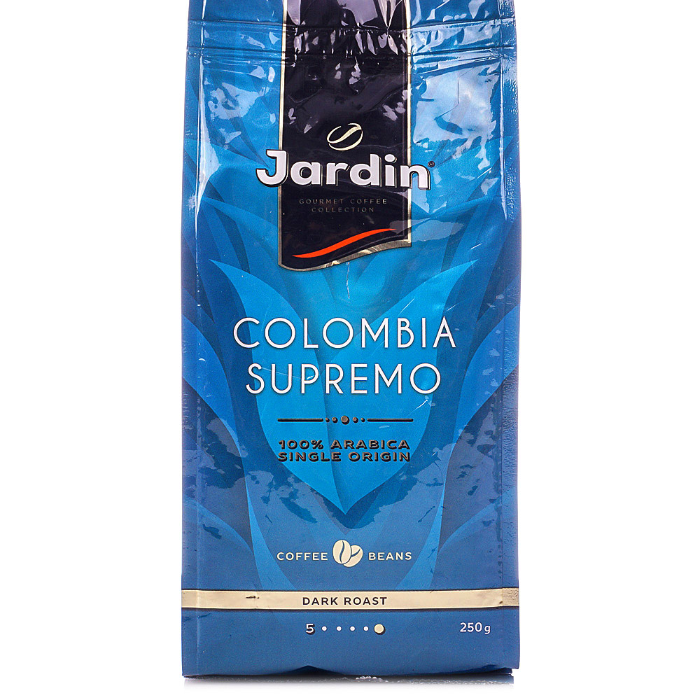 Кофе colombia. Jardin Colombia Supremo кофе молотый 250. Кофе Жардин "Colombia Supremo", 250 гр. Кофе зерно Жардин Колумбия Супремо 1000г. Кофе Jardin Colombia Supremo.