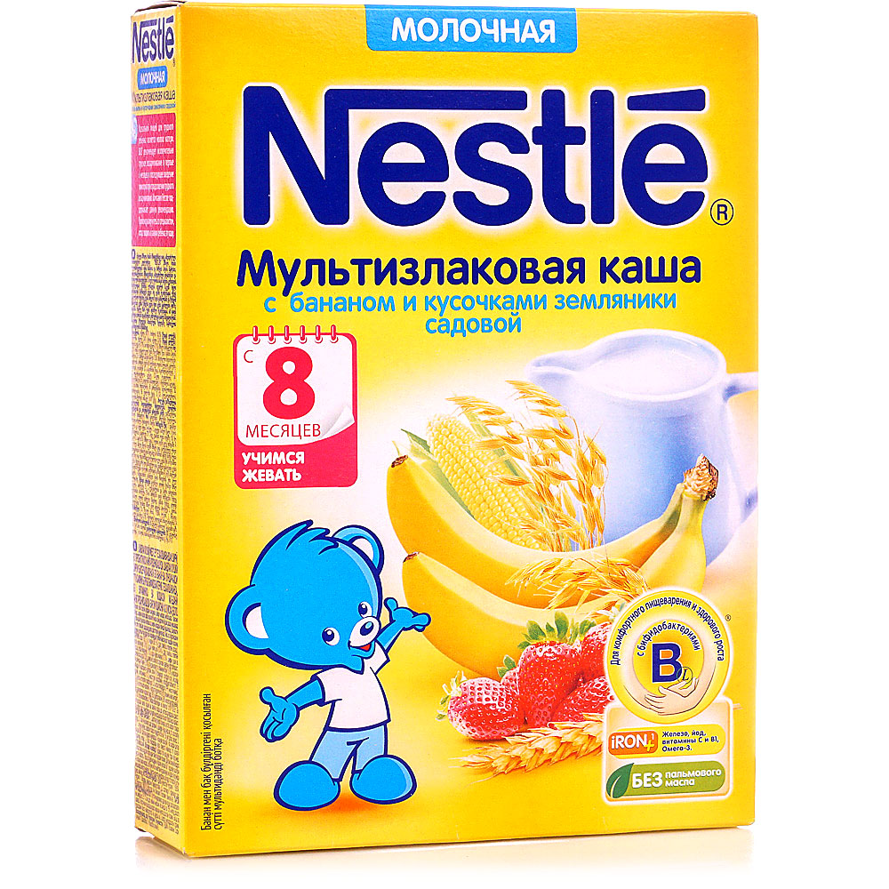 Каша молочная nestle мультизлаковая с яблоком и бананом