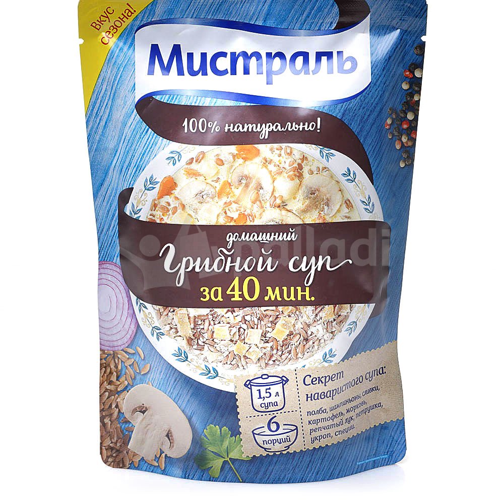 Срок до 18.09.20г Суп Мистраль 230г Грибной за 40 минут купить за 115 руб.  с доставкой на дом в интернет-магазине «Palladi» в Южно-Сахалинске