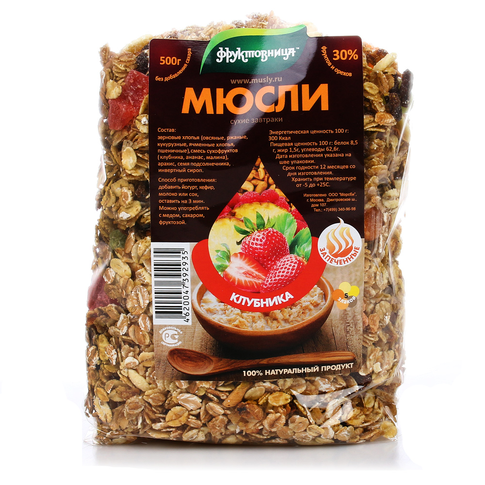 Мюсли Фруктовница 500г Клубника запеченные