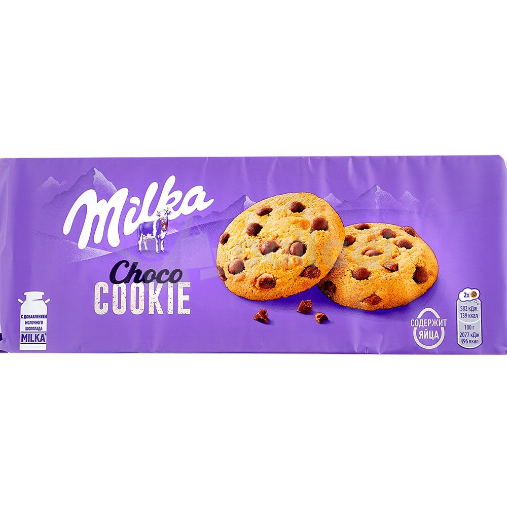 MILKA печенье с кусочками молочного шоколада 168 г