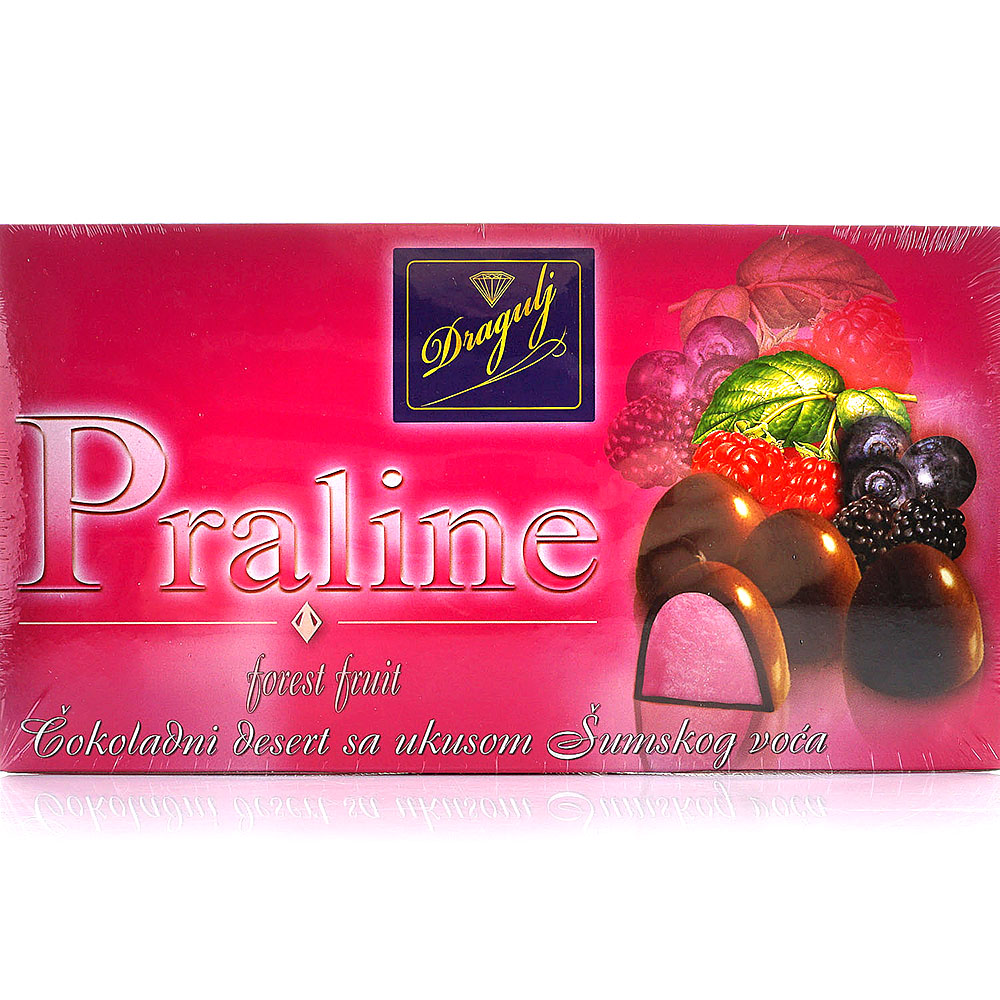 Конфеты Dragulj Пралине 220г со вкусом лесных ягод в шоколадной глазури ...