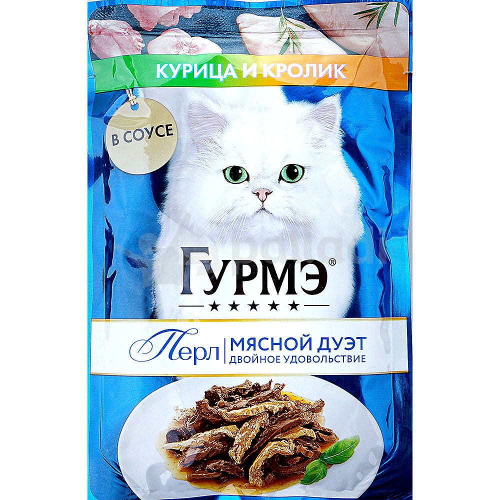 Корм для кошек Гурмэ Перл 75г с курицей и кролик для кошек купить за 53  руб. с доставкой на дом в интернет-магазине «Palladi» в Южно-Сахалинске