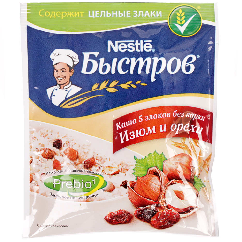 Каша Быстров Nestle 40г 5 злаков Изюм Орехи купить за 46 руб. с доставкой  на дом в интернет-магазине «Palladi» в Южно-Сахалинске