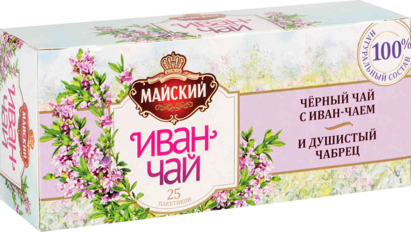 Чай Майский Иван-чай 25пак с черным чаем и чабрецом купить за 81 руб. с ...
