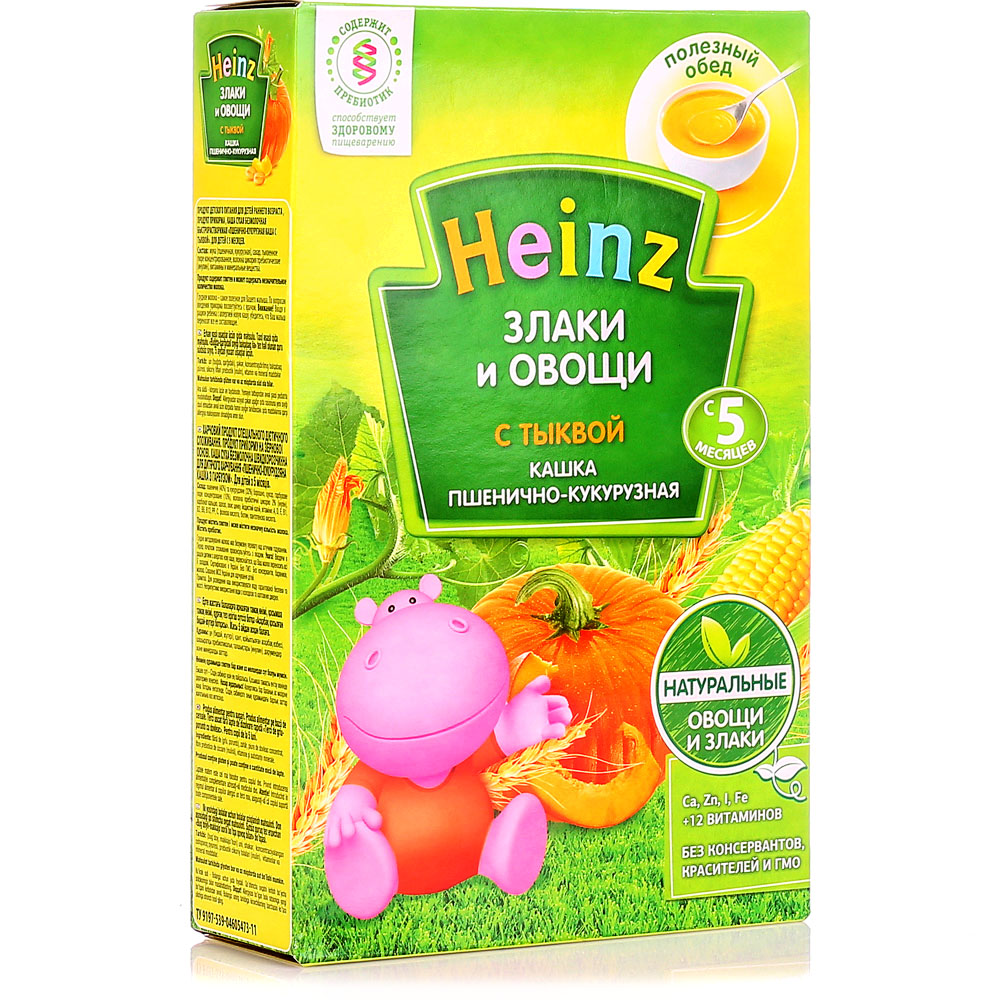 Каша безмолочная heinz пшенично-рисовая с кабачком