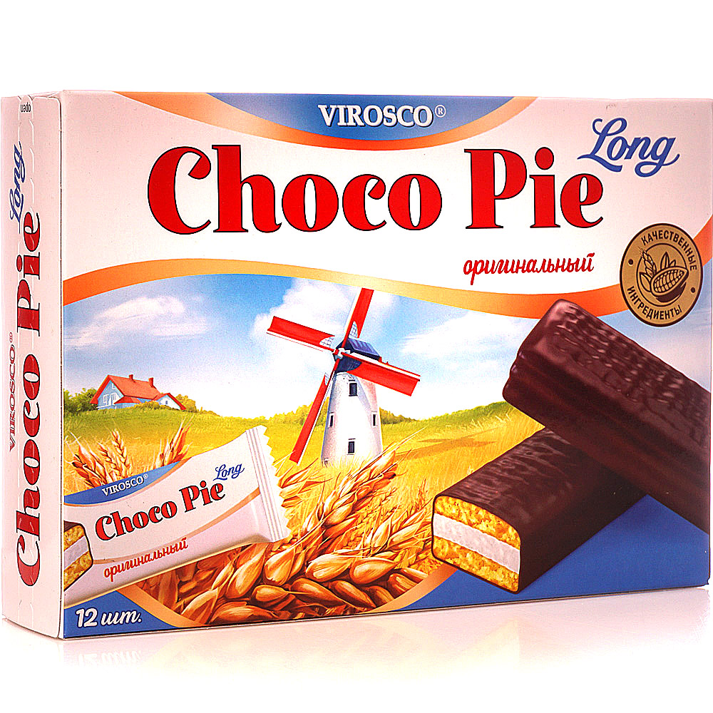 Choco pie 12. Чоко Пай Лонг Вироско. Чокопай Вироско 12шт. Чокопай long VIROSCO. Печенье Чоко Пай Лонг вирроско.