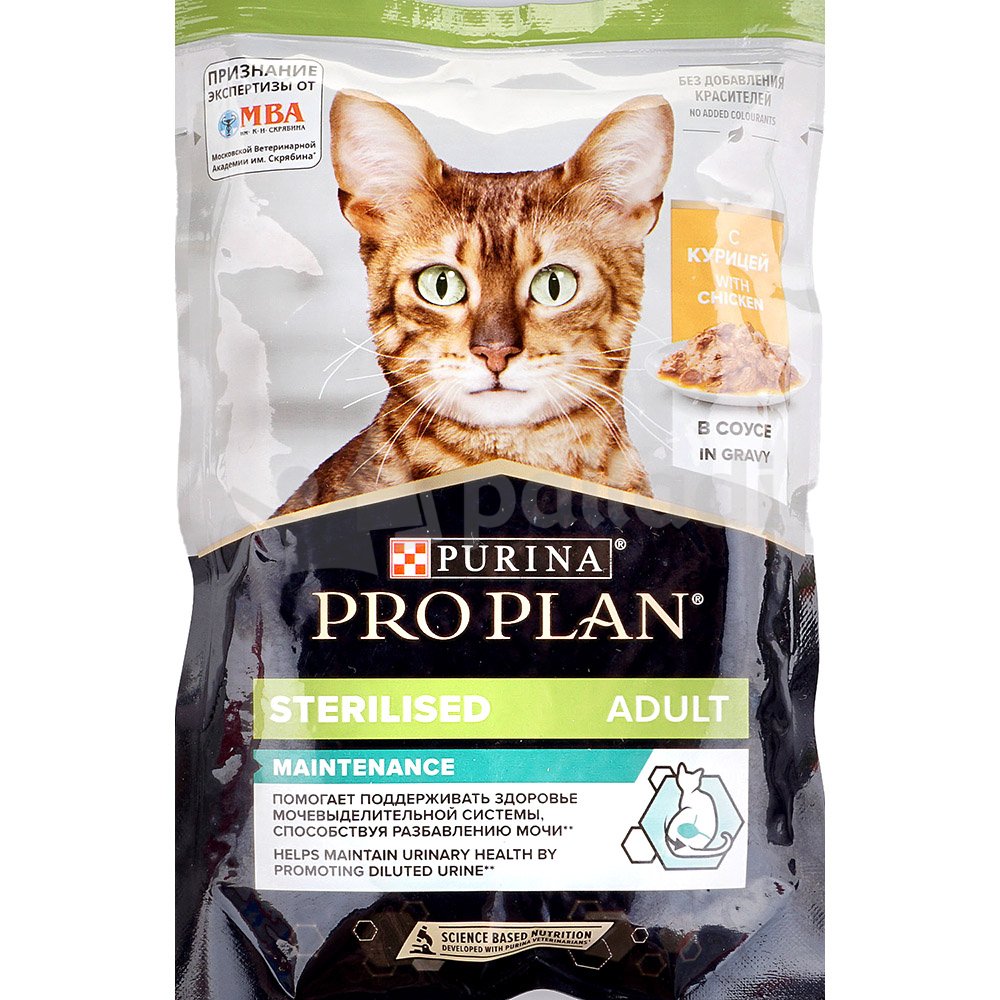 Корм Purina Pro Plan 85г для взрослых стерилизованных кошек с курицей для  кошек купить за 106 руб. с доставкой на дом в интернет-магазине «Palladi» в  Южно-Сахалинске