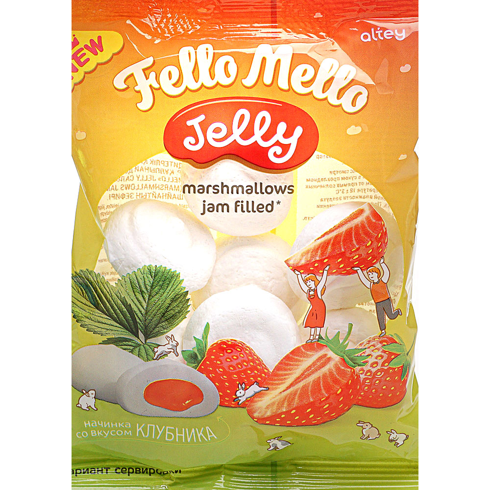 Зефир жевательный Fello Mello Jelly 55г со вкусом клубники купить за 65  руб. с доставкой на дом в интернет-магазине «Palladi» в Южно-Сахалинске