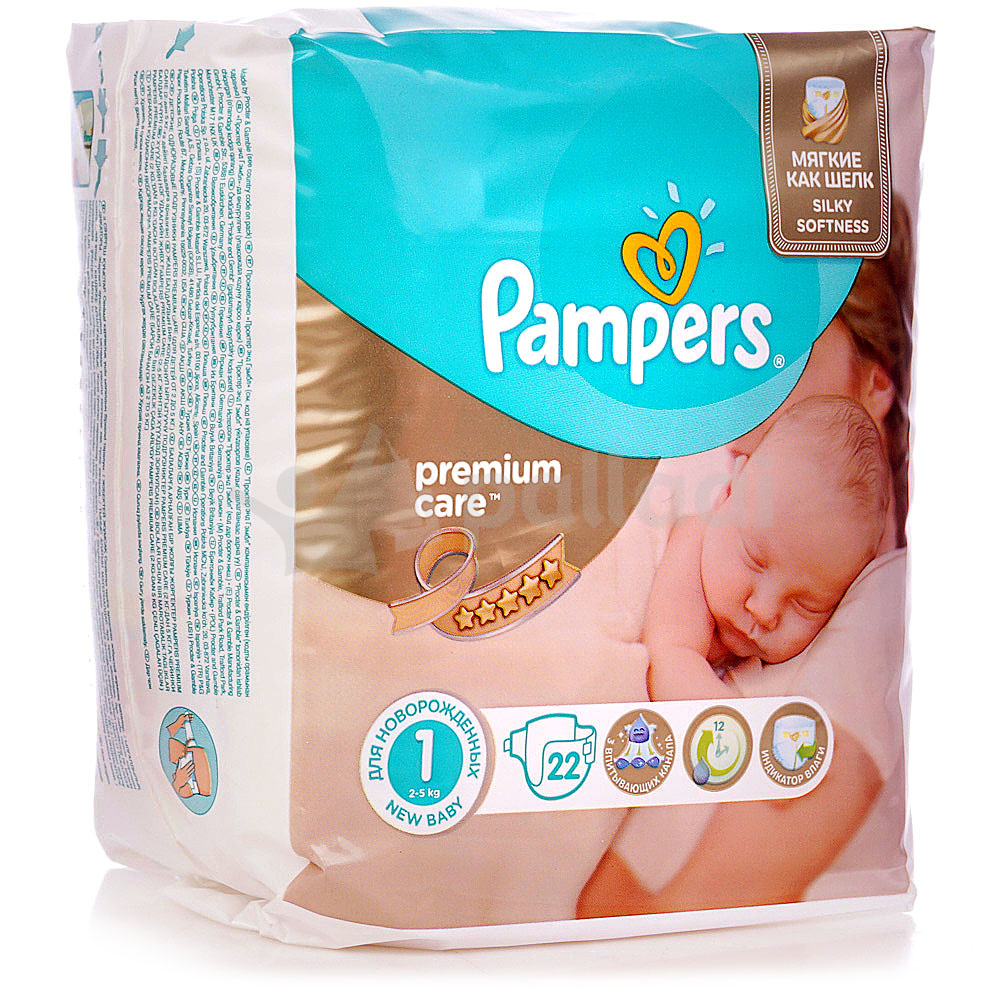 Подгузники PAMPERS Premium Care 1 Newborn для новорожденных 2-5кг 22шт