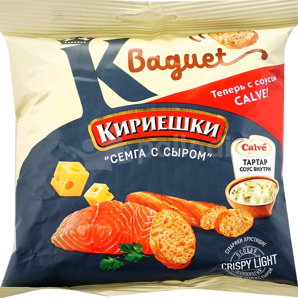 Кириешки Baguet 45г+25мл семга с сыром+соус тартар