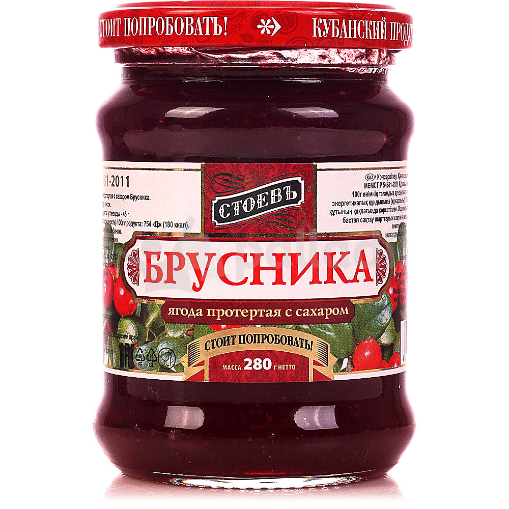Ягода Стоевъ 280г брусника протертая с сахаром ст/б купить за 110 руб ...
