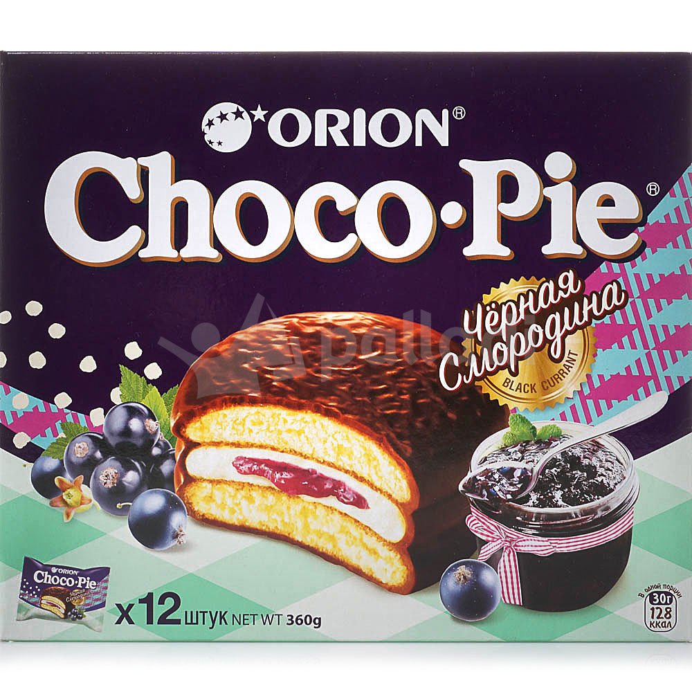 Чоко пай 12 штук. Печенье Орион Чоко Пай. Орион чокопай черная смородина. Пирожное Choco-pie Orion черная смородина 360гр. Печенье Orion Choco pie 12шт 360г.