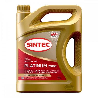 Масло моторное 5W30 A3/B4 SL/CF SINTEC PLATINUM 7000 4л синтетическое
          Артикул: 600144