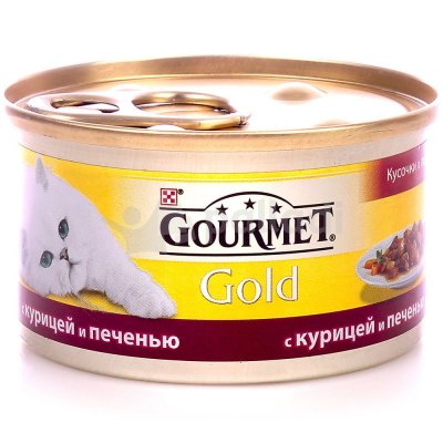 Корм для кошек GourmeT Gold 85г с курицей и печенью