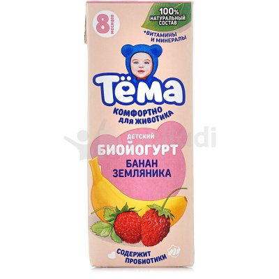 Биойогурт Тема 2,8% 210г банан земляника 1/12
