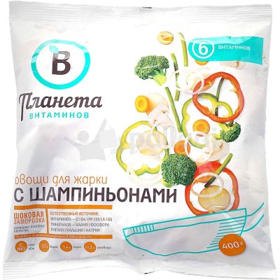Планета витаминов Овощи для жарки с шампиньонами 400гр