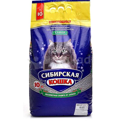 Наполнитель для кошачьих туалетов комкующийся Сибирская кошка Супер 10кг