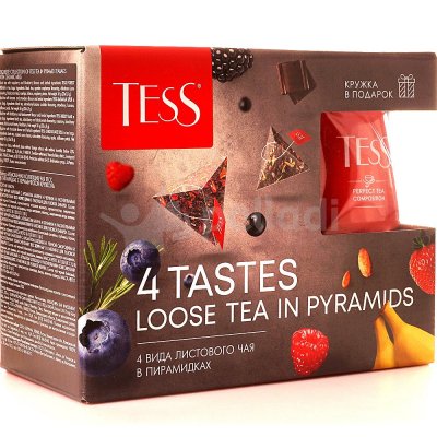 Чай Тесс Подарочный набор 144г 4 вида чая + кружка
