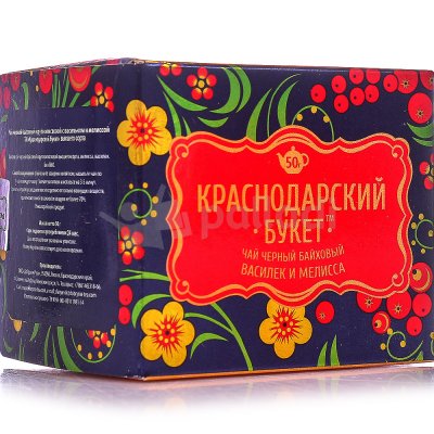 Чай Краснодарский букет 50г черный василек и мелисса