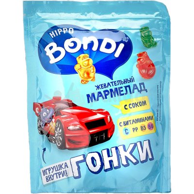 Мармелад жевательный БОНДИ 100г + игрушка ГОНКИ