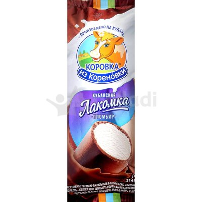 Мороженое Коровка из Кореновки 90г Трубочка пломбир лакомство шок/слив глазури 1/20