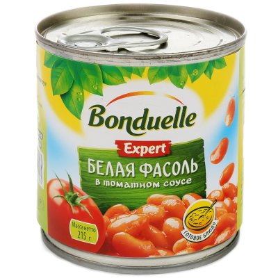 Фасоль Бондюэль 215г белая в томате 
