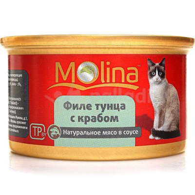 Консервы для кошек Molina филе тунца с крабом 80г