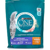 Корм Purina ONE 750г для кошек для красивой шерсти и здоровой кожи с курицей и цельными злаками