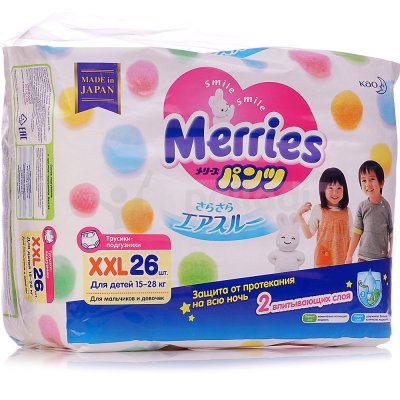 Трусики MERRIES для детей XХL 15-28кг 26шт (1/3)