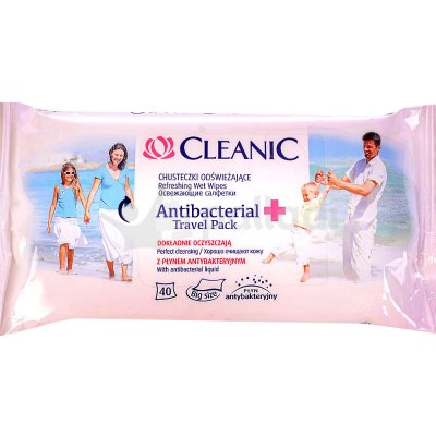 срок до 31.08.19г Салфетки влажные CLEANIC Antibacterial 40шт (-60%)