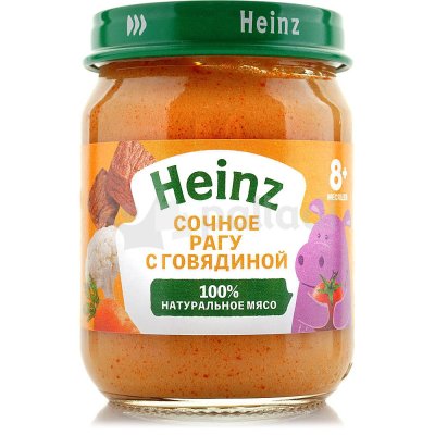 Пюре Хайнц 115г рагу с говядиной ст/б с 8 месяцев