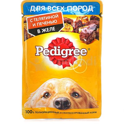 Корм для собак Pedigree 85г с телятиной и печенью в желе