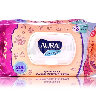 Салфетки влажные детские AURA Ultra Comfort 200шт