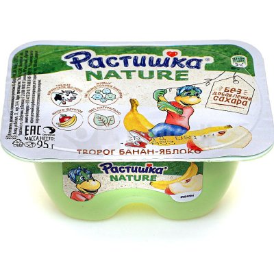 Творог Растишка Nature100г 3,5% банан-яблоко