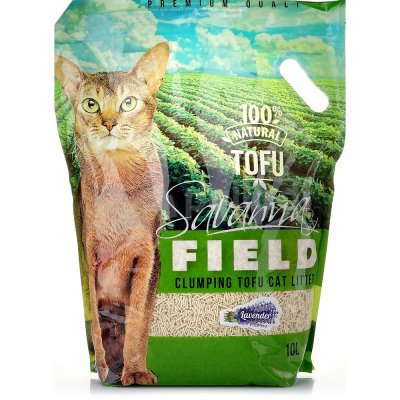 Наполнитель для кошачьих туалетов SAVANNA FIELD TOFU комкующийся смываемый соевый 10л Лаванда