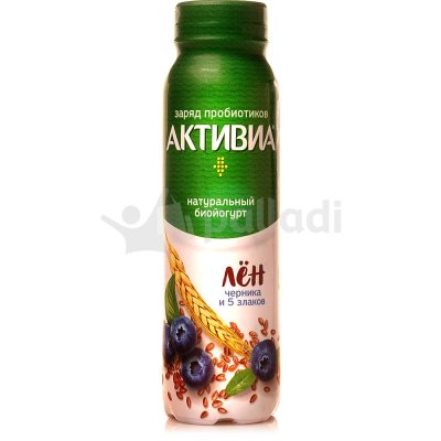 Активиа 260г биойогурт питьевой черника/5 злаков/лен