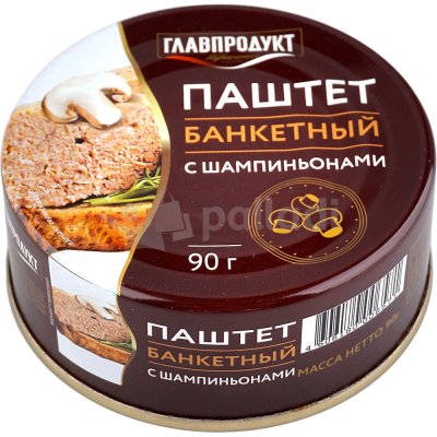 Паштет ГлавПродукт 90г с шампиньонами Банкетный ж/б 