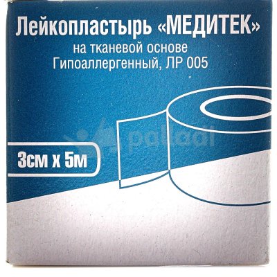 Лейкопластырь гипоаллергенный тканевая основа 3см х 5м Медитек