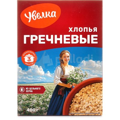 Хлопья Увелка 400г гречневые 1/6